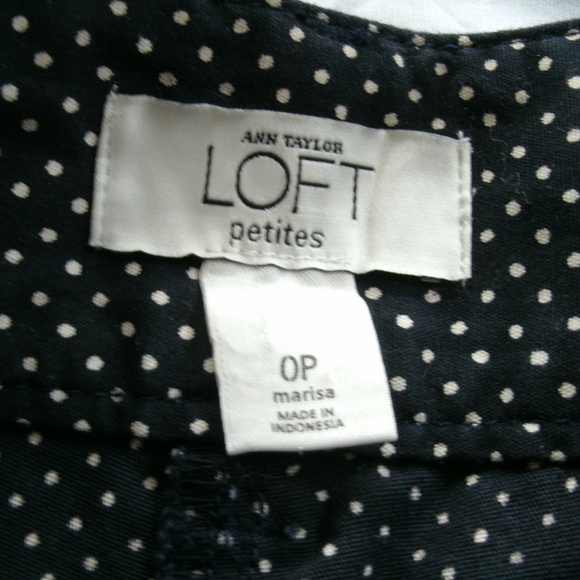 LOFT Capri Pants Polka Dot Cropped Marisa Navy Size 0P Petite - Picture 6 of 8
